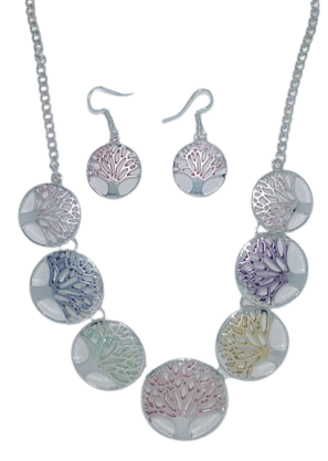 Conjunto de rodio con cadena